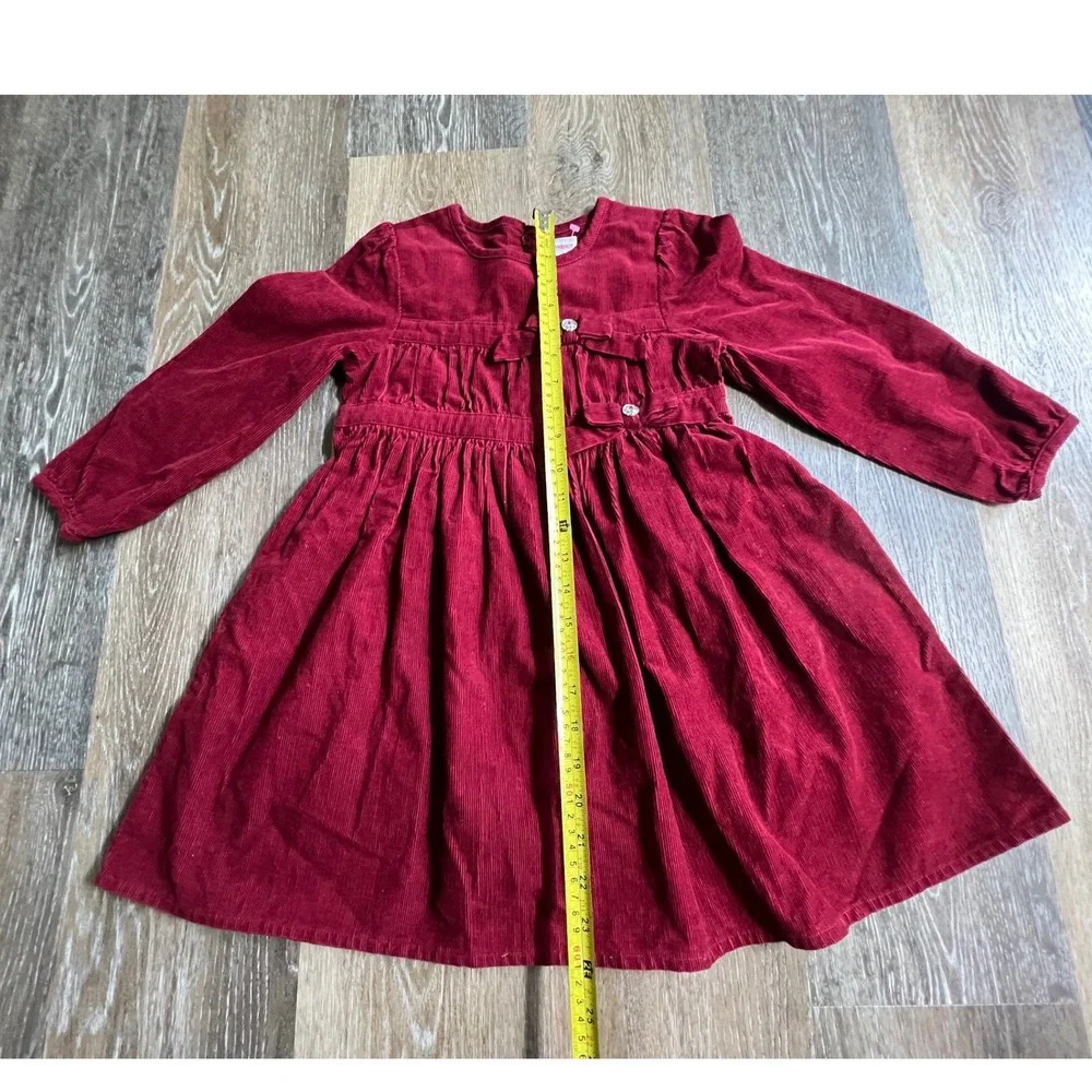 Gymboree Corduroy Dress Kids Size 6 Red Bow Accent Long Sleeve Holiday 240153227